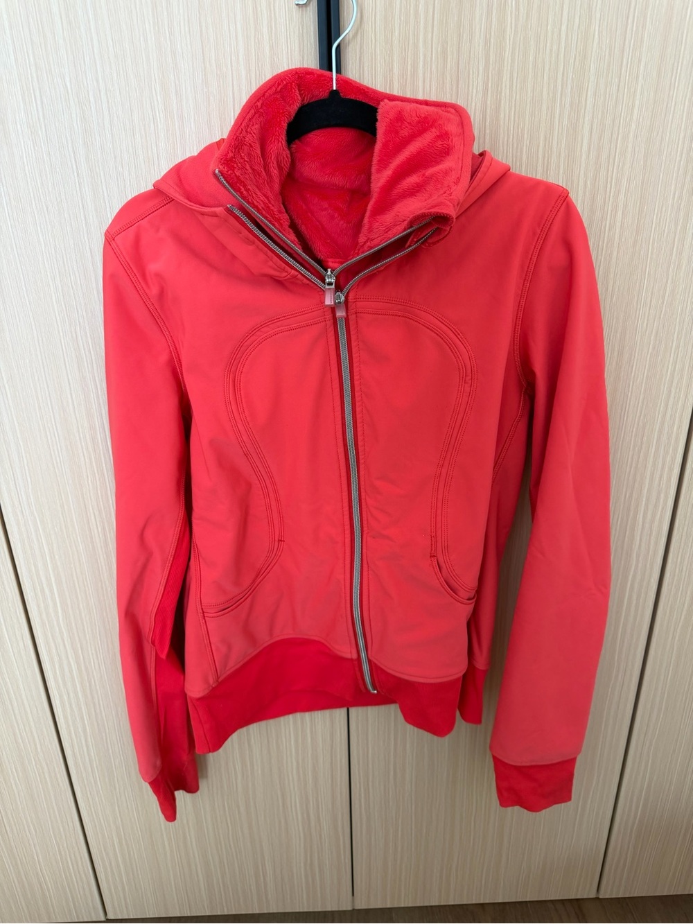 lululemon athletica Red Plush-Collar (removable) Zip Jacket